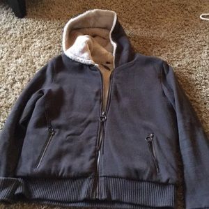 Women’s hooded faux fur lined sweat jacket